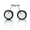 10MM Magnetic Black Circle Cross Stud Earrings for Men Women, Non-Piercing Clip On Fake Ear Plugs Gauges - coolsteelandbeyond