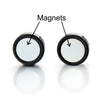 10MM Magnetic Star Circle Stud Earring Steel with Black Enamel, Non-Piercing Cheater Fake Ear Gauges - coolsteelandbeyond
