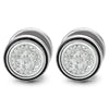 12MM Womens Steel Circle Stud Earrings with Snowflake Flower, Fake Ear Plugs Gauges Illusion Tunnel - COOLSTEELANDBEYOND Jewelry
