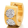 2 pcs Mens Womens Stainless Steel Gold Color Huggie Hinged Hoop Earrings with Cubic Zirconia - COOLSTEELANDBEYOND Jewelry