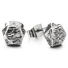 2pcs Mens Womens Stainless Steel Stud Grooved Irregular Star Earrings - COOLSTEELANDBEYOND Jewelry