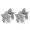 2pcs Satin Finished Pentagram Star Screw Stud Earrings for Men Women, Steel Cheater Fake Ear Plugs, - COOLSTEELANDBEYOND Jewelry
