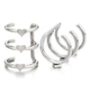 2pcs Silver Color Steel Ear Cuff Ear Clip Non-Piercing Clip On Earrings with Heart for Women - COOLSTEELANDBEYOND Jewelry