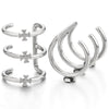 2pcs Stainless Steel Ear Cuff Ear Clip with Cross Non-Piercing Clip On Earrings for Men Women - COOLSTEELANDBEYOND Jewelry