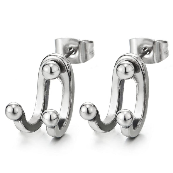 2pcs U Hook Ear Jacket Stud Earrings in Stainless Steel for Mens Womens - COOLSTEELANDBEYOND Jewelry
