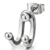 2pcs U Hook Ear Jacket Stud Earrings in Stainless Steel for Mens Womens - COOLSTEELANDBEYOND Jewelry