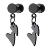 2pcs Womens Stainless Steel Black Barbell Circle Stud Earrings with Dangling Hearts, Screw Back - coolsteelandbeyond