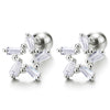 2pcs Womens Steel Cubic Zirconia Open Star Pentagram Stud Earrings, Screw Back - COOLSTEELANDBEYOND Jewelry