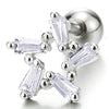 2pcs Womens Steel Cubic Zirconia Open Star Pentagram Stud Earrings, Screw Back - COOLSTEELANDBEYOND Jewelry
