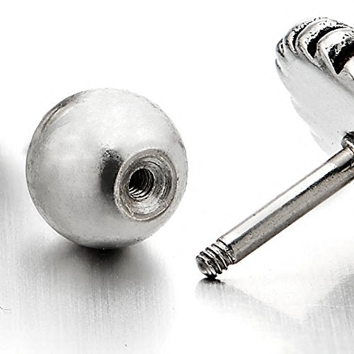 6MM Cubic Zirconia Vintage Style Stud Earrings for Men Women Stainless Steel, Screw Back, 2pcs - COOLSTEELANDBEYOND Jewelry