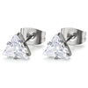 6mm Triangle Cubic Zirconia Stud Earrings for Men Women Stainless Steel, 2pcs - COOLSTEELANDBEYOND Jewelry
