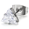 6mm Triangle Cubic Zirconia Stud Earrings for Men Women Stainless Steel, 2pcs - COOLSTEELANDBEYOND Jewelry
