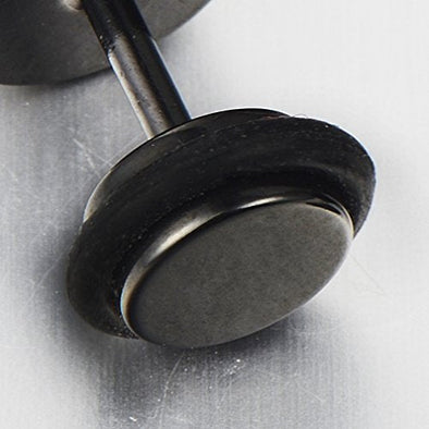 Men's Black Stud Earrings - Stainless Steel Illusion Tunnel Plugs With Carbon Fiber, 2pcs Set