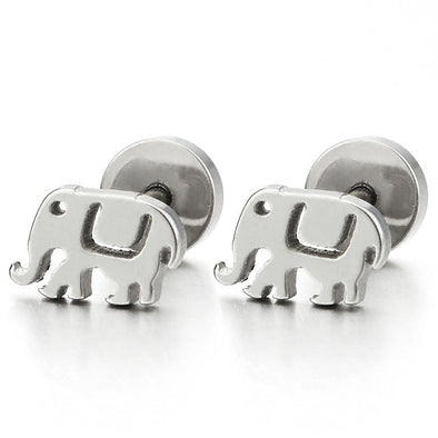 A Pair Womens Elephant Stud Earrings Stainless Steel, Screw Back, 2 pcs - COOLSTEELANDBEYOND Jewelry