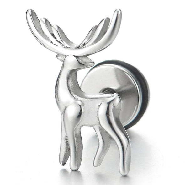 A Pair Womens Elk Deer Stud Earrings Stainless Steel, Screw Back, Lovely Unique - COOLSTEELANDBEYOND Jewelry