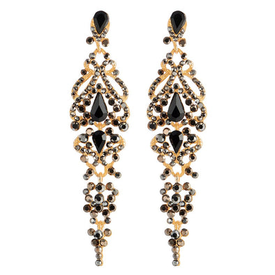 Art Deco Crystal Rhinestone Cluster Chandelier Long Dangle Statement Earring, Party Prom - COOLSTEELANDBEYOND Jewelry
