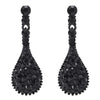 Art Deco Prom Party Dress Black Rhinestone Cluster Teardrop Large Dangle Black Statement Earrings - COOLSTEELANDBEYOND Jewelry