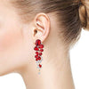 Art Deco Teardrop Red Crystal Rhinestone Cluster Chandelier Grapes Long Dangle Statement Earrings - COOLSTEELANDBEYOND Jewelry