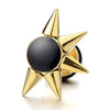 Attracting Gold Star Spike Stud Earrings for Men Women Steel with Black Enamel, Screw Back, 2 Pcs - coolsteelandbeyond