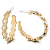 Beautiful Gold Color Circles Statement Hoop Huggie Hinged Stud Earrings with White Pearls - COOLSTEELANDBEYOND Jewelry