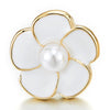 Beautiful Gold Color Flower Stud Earrings with White Enamel and Pearl - COOLSTEELANDBEYOND Jewelry