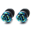 Black Circle Stud Earrings Rainbow Oxidized Blue Acrylic Rose Flower Steel Cheater Fake Ear - COOLSTEELANDBEYOND Jewelry