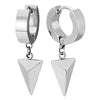 Black Dangling Triangle Pyramid Huggie Hinged Earrings for Men Women, Stainless Steel, 2pcs - coolsteelandbeyond
