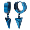 Black Dangling Triangle Pyramid Huggie Hinged Earrings for Men Women, Stainless Steel, 2pcs - coolsteelandbeyond