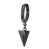 Black Huggie Hinged Earrings with Dangling Triangle Pyramid, Mens Womens, Stainless Steel, 2pcs - coolsteelandbeyond