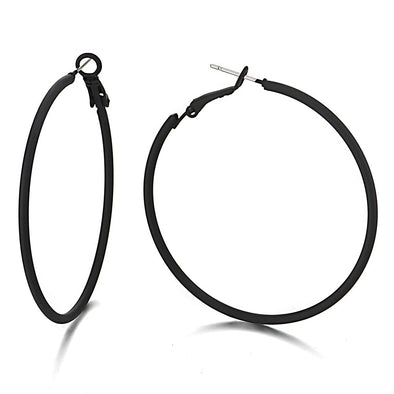 Black Large Circle Statement Hoop Huggie Hinged Stud Earrings - COOLSTEELANDBEYOND Jewelry