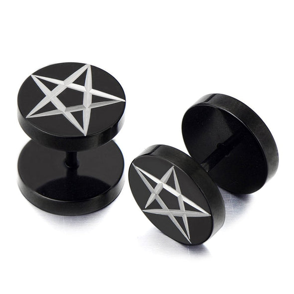 8mm Men Women Steel Black Circle Stud Earrings With Green Sand Glitter Cheater Fake Ear Plug 8mm Men Women Steel Black Circle Stud Earrings With Green Sand Glitter Cheater Fake Ear Plug