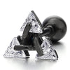Black Stainless Steel Triangle Cubic Zirconia Stud Earrings for Men Women, Screw Back Post, 2pcs - coolsteelandbeyond