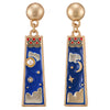 Bohemian Boho Rose Gold Trapezium Moon Star Sun Drop Dangle Stud Earrings Red Blue Enamel and Pearl - COOLSTEELANDBEYOND Jewelry