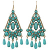 Bohemian Palace Large Dangle Earrings Colorful Rhinestone Gem Stone Turquoise Chandelier Tassel - COOLSTEELANDBEYOND Jewelry