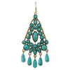 Bohemian Palace Large Dangle Earrings Colorful Rhinestone Gem Stone Turquoise Chandelier Tassel - COOLSTEELANDBEYOND Jewelry