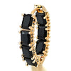 Chic Rose Gold Statement Hoop Huggie Hinged Stud Earrings with Black crystal - COOLSTEELANDBEYOND Jewelry