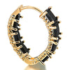 Chic Rose Gold Statement Hoop Huggie Hinged Stud Earrings with Black crystal - COOLSTEELANDBEYOND Jewelry