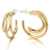 Classic Gold Color Circle Wires Hoop Huggie Hinged Stud Earrings Three - COOLSTEELANDBEYOND Jewelry