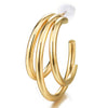 Classic Gold Color Circle Wires Hoop Huggie Hinged Stud Earrings Three - COOLSTEELANDBEYOND Jewelry