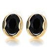 Classic Rose Gold Oval Stud Earrings with Black crystal - COOLSTEELANDBEYOND Jewelry