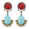 Colorful Crystal Rhinestone Gem Stone Cluster Circle Teardrop Large Earring Fashionable - COOLSTEELANDBEYOND Jewelry