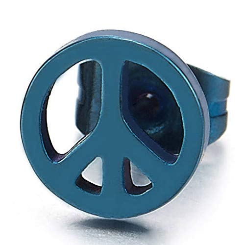 Dark Blue Anti-war Peace Sign Stud Earrings for Man and Women, Stainless Steel, Polished, 2pcs - coolsteelandbeyond
