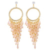 Dazzle Dress Prom Pink Crystal Rhinestone Cluster Grapes Tassel Large Circle Long Statement Earrings - COOLSTEELANDBEYOND Jewelry