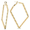 Dazzling Large gold color Statement Earrings Grooved Rhombus Huggie Hinged Hoop, Prom Party Event - COOLSTEELANDBEYOND Jewelry
