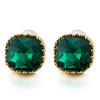 Elegant Gold Color Square Cushion Stud Earrings with Emerald Green Crystals - COOLSTEELANDBEYOND Jewelry