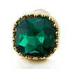 Elegant Gold Color Square Cushion Stud Earrings with Emerald Green Crystals - COOLSTEELANDBEYOND Jewelry
