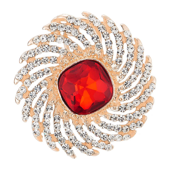 Elegant Large Statement Earring, Rhinestones Red Crystal Cluster Sun Flame Swirl Wedding Dress Prom - COOLSTEELANDBEYOND Jewelry