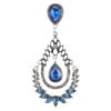 Elegant Navy Blue Marquise Crystal Rhinestone Cluster Teardrop Long Dangle Palace Earrings, Party - COOLSTEELANDBEYOND Jewelry
