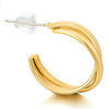 Exquisite Gold Color Circle Braided Knot Hoop Huggie Hinged Stud Earrings Grooved - COOLSTEELANDBEYOND Jewelry