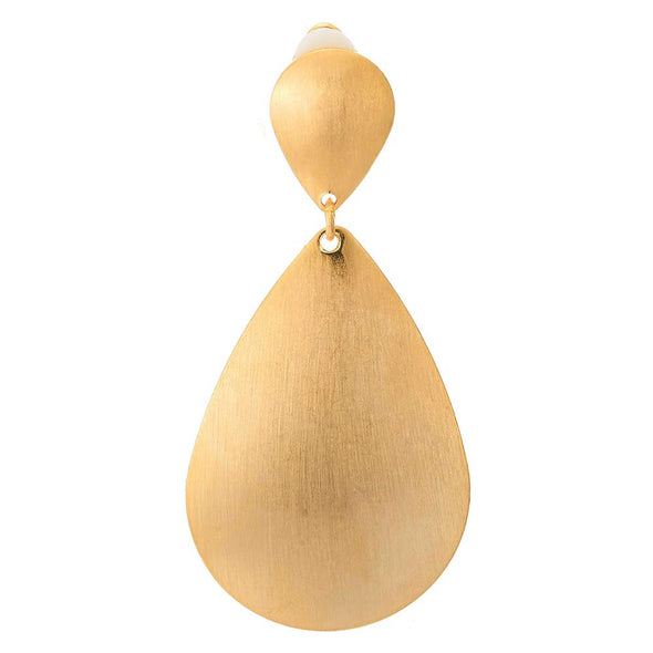 Fashion Gold Color Statement Earrings Brushed Finishing Double Teardrops Link Large Drop Dangle Prom - COOLSTEELANDBEYOND Jewelry